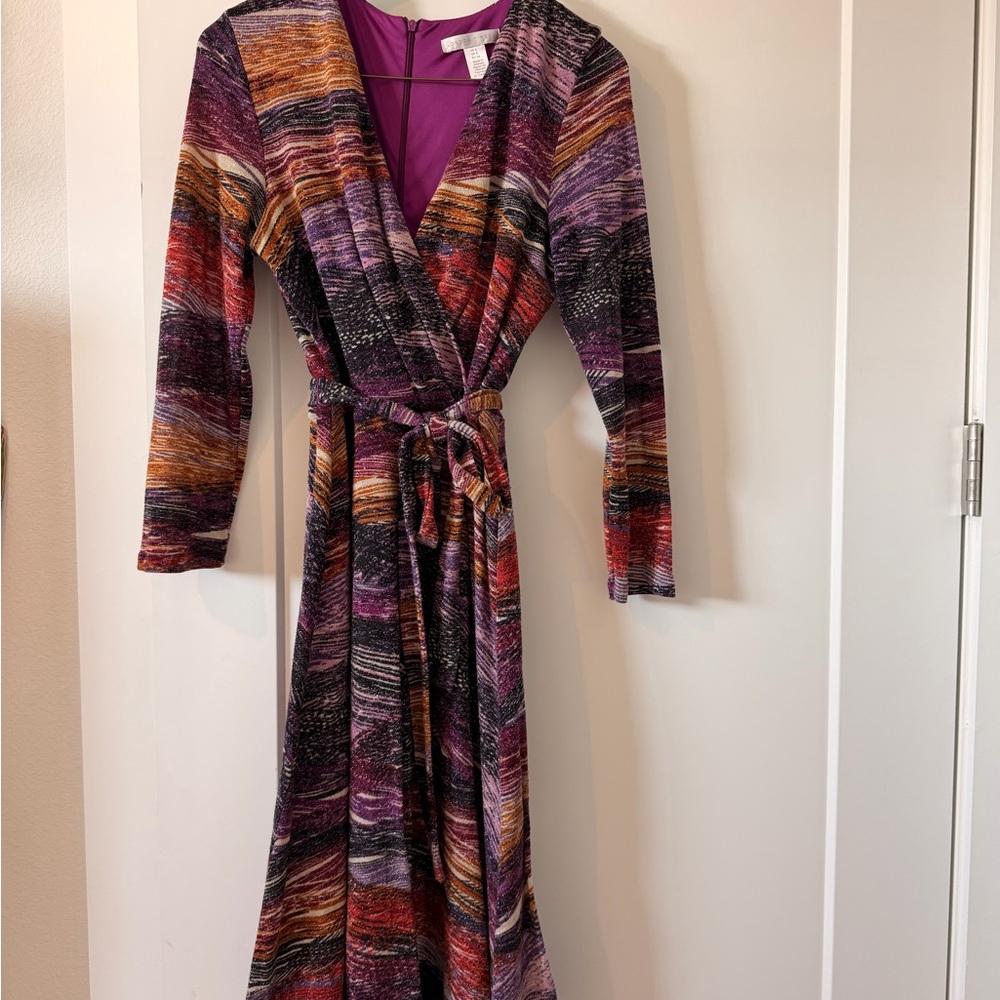 London Times Multicolor Long Sleeve Dress Sz 4
